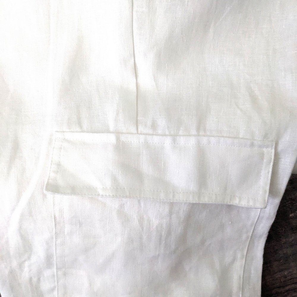 NWT Mango White Linen Straight Leg High Waist Cargo Pants Size 14 - Picture 6 of 14